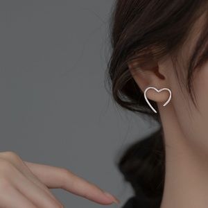 Sterling Silver Geometric Heart Earrings in Unique Shape